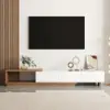 Quoint Extendable TV Stand & Coffee Table Set – White – Walnut