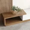 Quoint Extendable TV Stand & Coffee Table Set – White – Walnut
