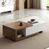 Quoint Extendable TV Stand & Coffee Table Set – White – Walnut