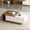 Quoint Extendable TV Stand & Coffee Table Set – White – Walnut