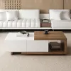Quoint Extendable TV Stand & Coffee Table Set – White – Walnut