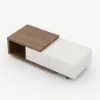 Quoint Extendable TV Stand & Coffee Table Set – White – Walnut