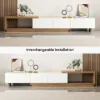 Quoint Extendable TV Stand & Coffee Table Set – White – Walnut