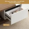 Quoint Extendable TV Stand & Coffee Table Set – White – Walnut