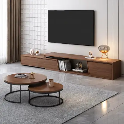 Picture of Fero Extendable Walnut TV Stand & Nesting Coffee Table Set