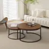 Fero Extendable Walnut TV Stand & Nesting Coffee Table Set