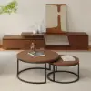 Fero Extendable Walnut TV Stand & Nesting Coffee Table Set