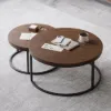 Fero Extendable TV Stand & Nesting Coffee Table Set – Walnut – Minimalist Retracted Drawers