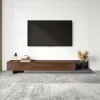 Fero Extendable TV Stand & Nesting Coffee Table Set – Walnut – Minimalist Retracted Drawers