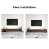 Fero Extendable TV Stand & Nesting Coffee Table Set – Walnut – Minimalist Retracted Drawers