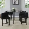 1000mm Round Black Small Nesting Dining Table Set for 4 Black Upholstered Chairs