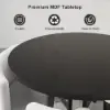 1000mm Round Black Small Nesting Dining Table Set for 4 Black Upholstered Chairs