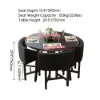 1000mm Round Black Small Nesting Dining Table Set for 4 Black Upholstered Chairs