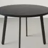 1000mm Round Black Small Nesting Dining Table Set for 4 Black Upholstered Chairs