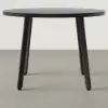 1000mm Round Black Small Nesting Dining Table Set for 4 Black Upholstered Chairs