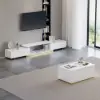 Mordel Glossy White Extendable TV Stand & Coffee Table Set