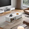 Mordel Glossy White Extendable TV Stand & Coffee Table Set