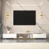 Mordel Glossy White Extendable TV Stand & Coffee Table Set
