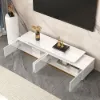 Mordel Glossy White Extendable TV Stand & Coffee Table Set