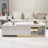 Mordel Glossy White Extendable TV Stand & Coffee Table Set