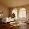 Axial 200 cm Boucle Fluted Sofa with Gold Legs & Pillows, Set of 2 – White Upholstered Seater