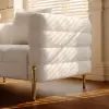 Axial 200 cm Boucle Fluted Sofa with Gold Legs & Pillows, Set of 2 – White Upholstered Seater