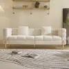 Axial 200 cm Boucle Fluted Sofa with Gold Legs & Pillows, Set of 2 – White Upholstered Seater