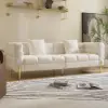 Axial 200 cm Boucle Fluted Sofa with Gold Legs & Pillows, Set of 2 – White Upholstered Seater