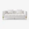 Axial 200 cm Boucle Fluted Sofa with Gold Legs & Pillows, Set of 2 – White Upholstered Seater