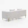 Axial 200 cm Boucle Fluted Sofa with Gold Legs & Pillows, Set of 2 – White Upholstered Seater