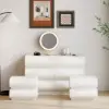 Humply White Leather 6-Drawer Dresser & 2 Smart Nightstands Set