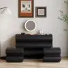 Humply Black Leather 6-Drawer Dresser & 2 Smart Nightstands Set