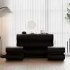 Humply Black Leather 6-Drawer Dresser & 2 Smart Nightstands Set
