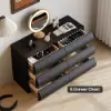 Humply Black Leather 6-Drawer Dresser & 2 Smart Nightstands Set