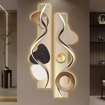1000mm Modern Abstract Geometric Multi-colour Acrylic Wall Art with LED Backlighting