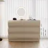 Humply White Leather 6-Drawer Dresser Chest & Makeup Vanity Set