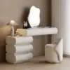 Humply White Leather 3-Drawer Smart Nightstand & Makeup Vanity Set