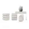 Humply White Leather 3-Drawer Smart Nightstand & Makeup Vanity Set