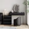 Humply Black Leather Makeup Vanity Set with 2 Smart Nightstands