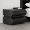 Humply Black Leather Makeup Vanity Set with 2 Smart Nightstands