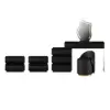 Humply Black Leather Makeup Vanity Set with 2 Smart Nightstands