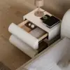Humply white leather dressing table set with 2 stylish nightstands
