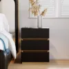 Lumio Black 3-Drawer LED Bedside Table with Charging Station