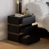 Lumio Black 3-Drawer LED Bedside Table with Charging Station