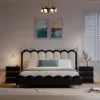 Lumio Black 3-Drawer LED Bedside Table with Charging Station
