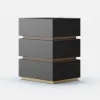 Lumio Black 3-Drawer LED Bedside Table with Charging Station