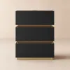 Lumio Black 3-Drawer LED Bedside Table with Charging Station