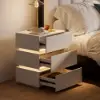 Lumio White 3-Drawer LED Bedside Table with Charging Station