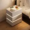 Lumio White 3-Drawer LED Bedside Table with Charging Station