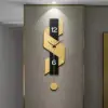 870mm Geometric Digital Wall Clock Modern Gold & Black Oversized Wall Decor